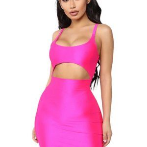 Cut To The Chase Mini Dress - Hot Pink